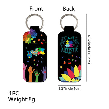 Health Awareness I Am Autistic Lipstick Holder Keychain