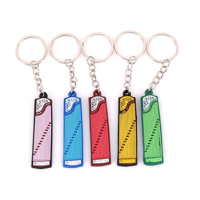 Musical Instrument 'Guzheng' Keyring Metal Keychain