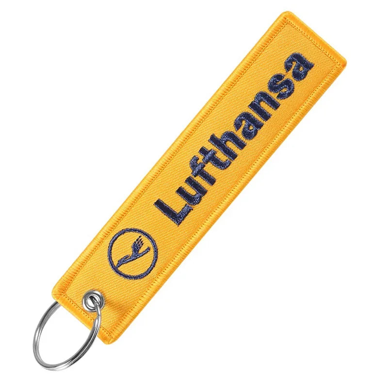 Airlines 'Lufthansa' Embroidered Metal Keychain