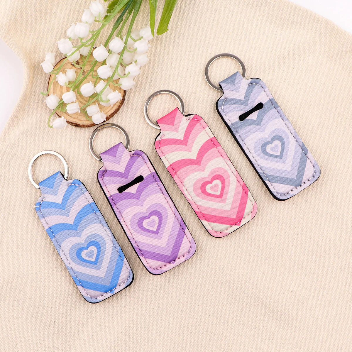 Purple Gradient Heart Lipstick Holder Keychain