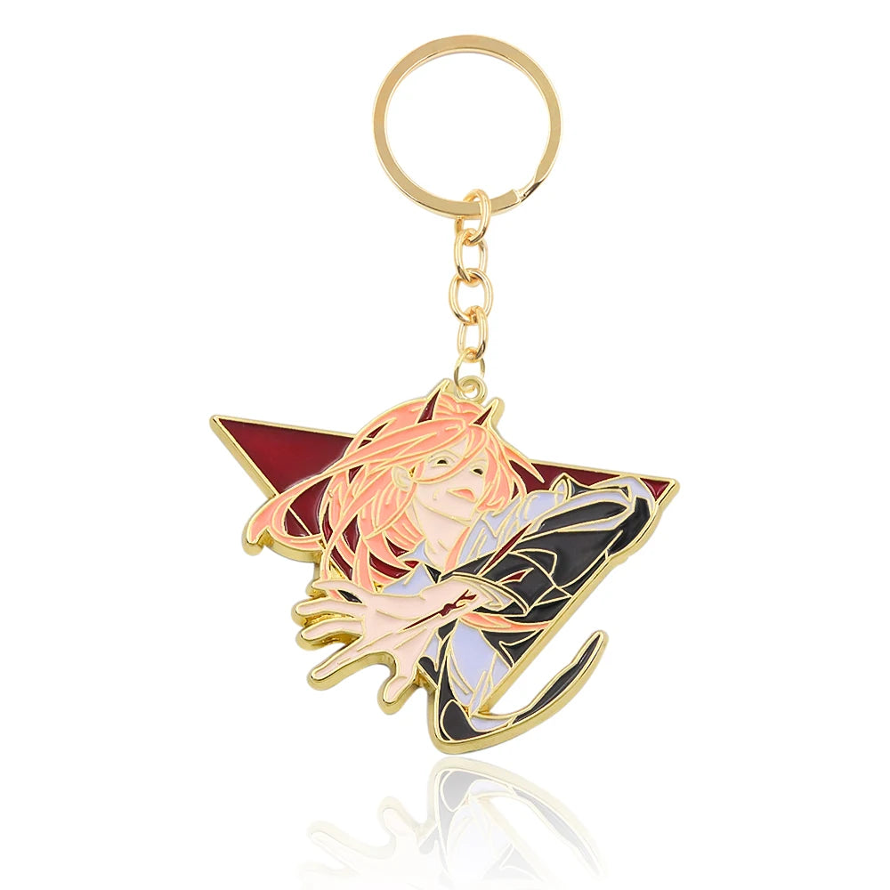 Chainsaw Man 'Pochita x Power' Keyring Metal Keychain