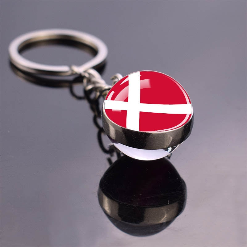 Europe Flag 'Denmark' Keyring Metal Keychain