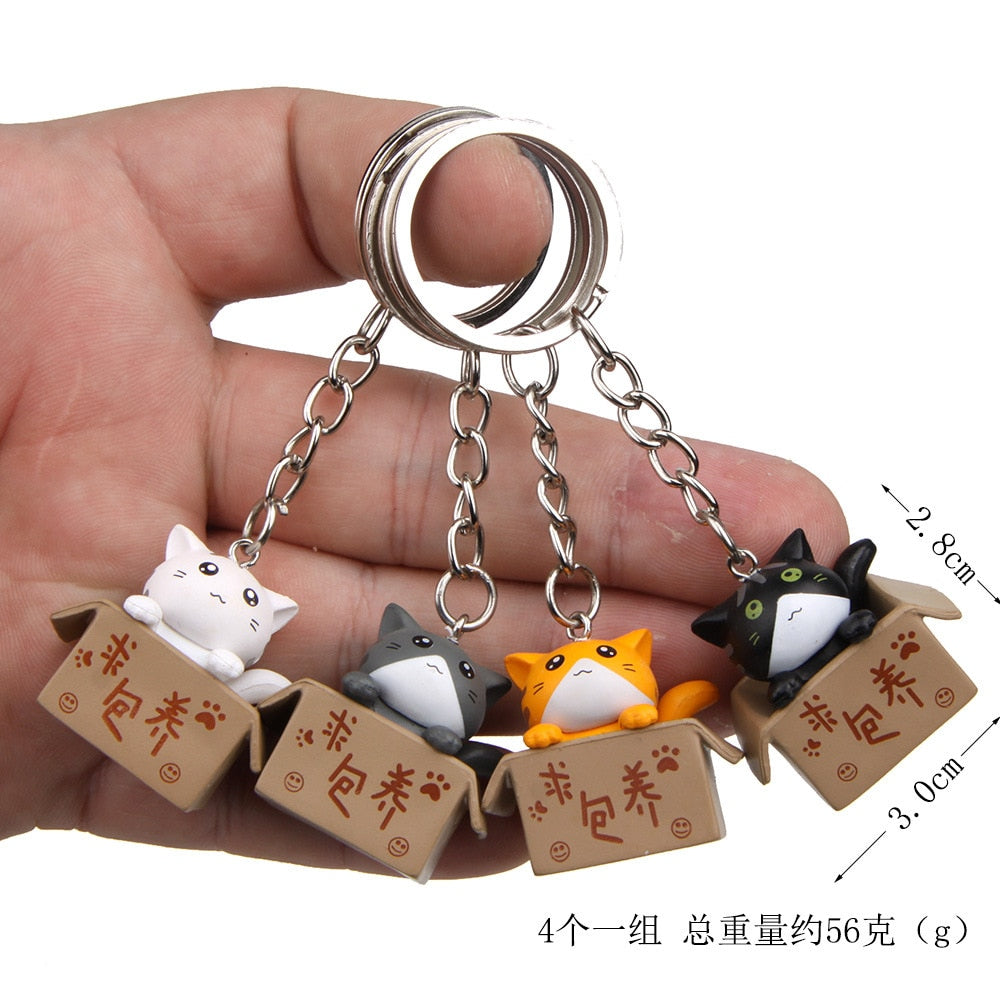 Cute Carton Cat 'White Cat Chidi' Keyring SIlicone Keychain