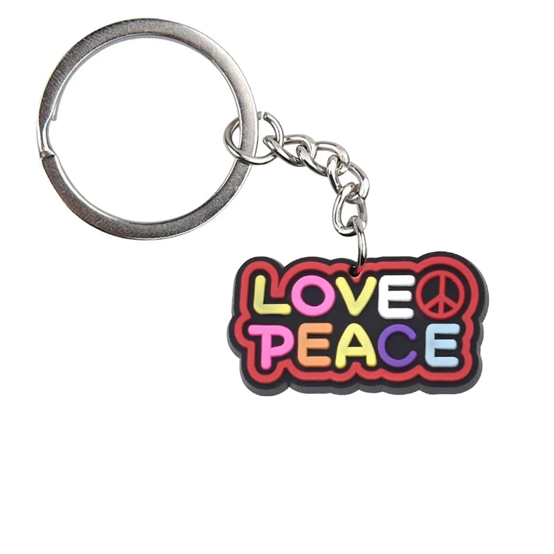 'LOVE PEACE' Keyring PVC Keychain