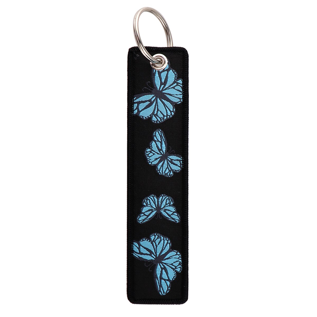 Blue Butterfly Embroidered Keychains
