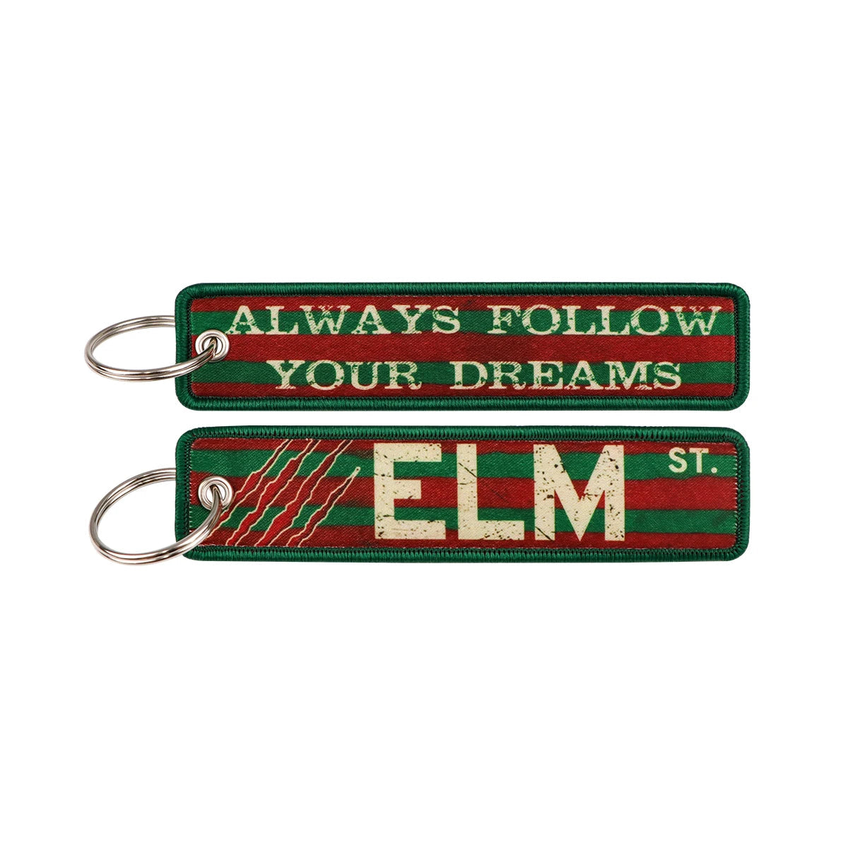 Nightmare on Elm Street 'Always Follow Your Dreams | ELM ST.' Embroidered Metal Keychain