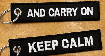 Funny Phrase 'Black | And Carry On Keep Calm' Embroidered Keychain