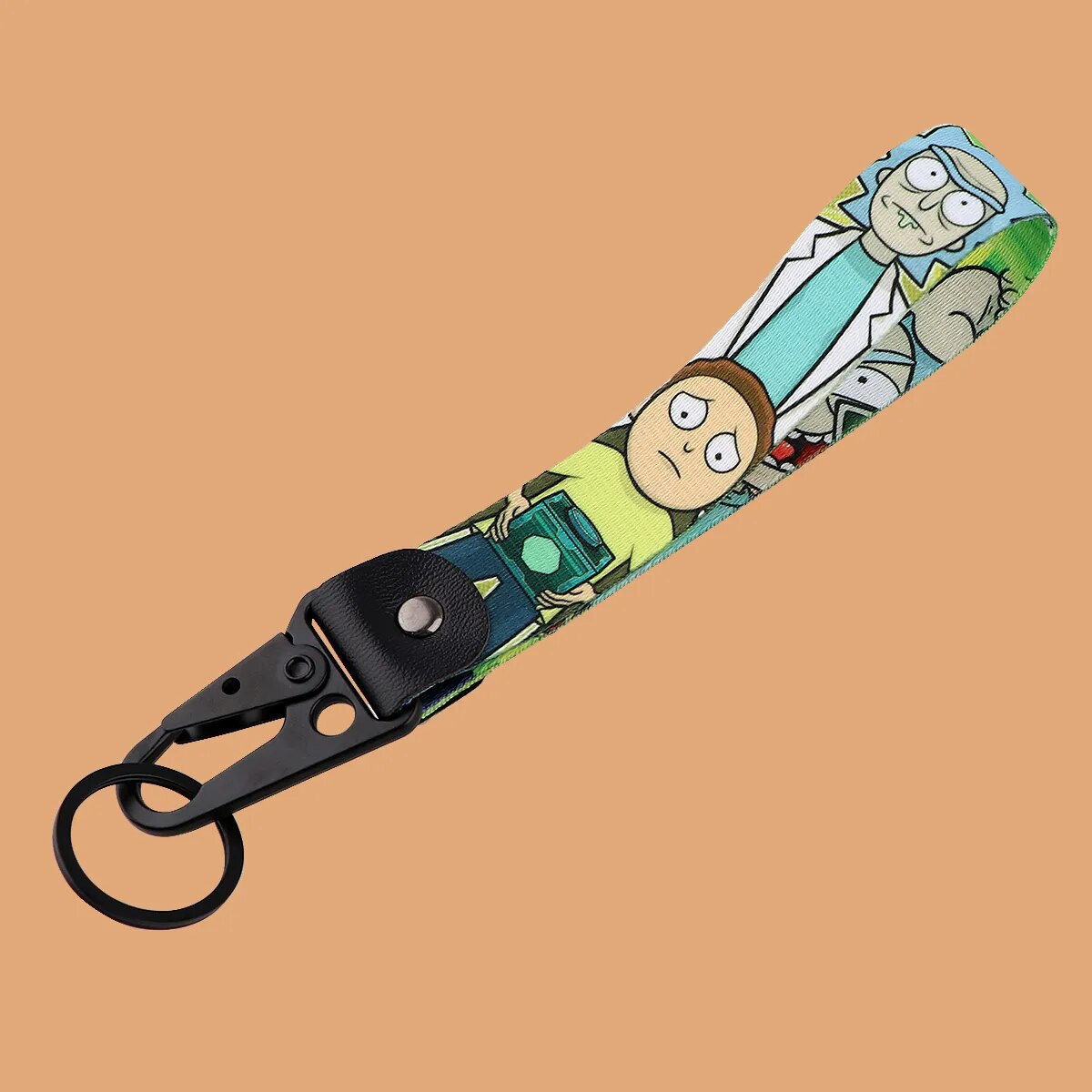 Rick and Morty Wrist Lanyard Keychain with Keyring Clip