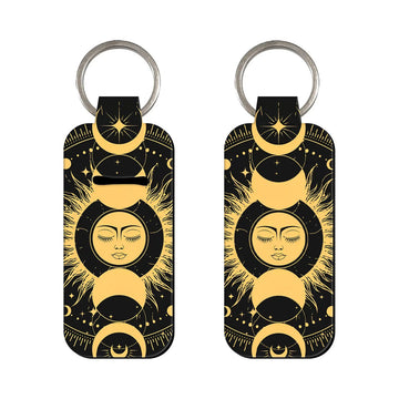 Celestial Sun and Moon Lipstick Holder Keychain