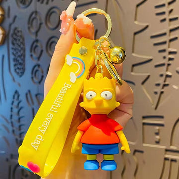 The Simpsons 'Bart Simpson | Orange Shirt' Keyring Rubber Keychains