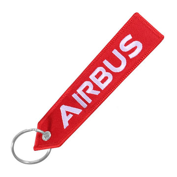 'AIRBUS | Red' Embroidered Metal Keychain