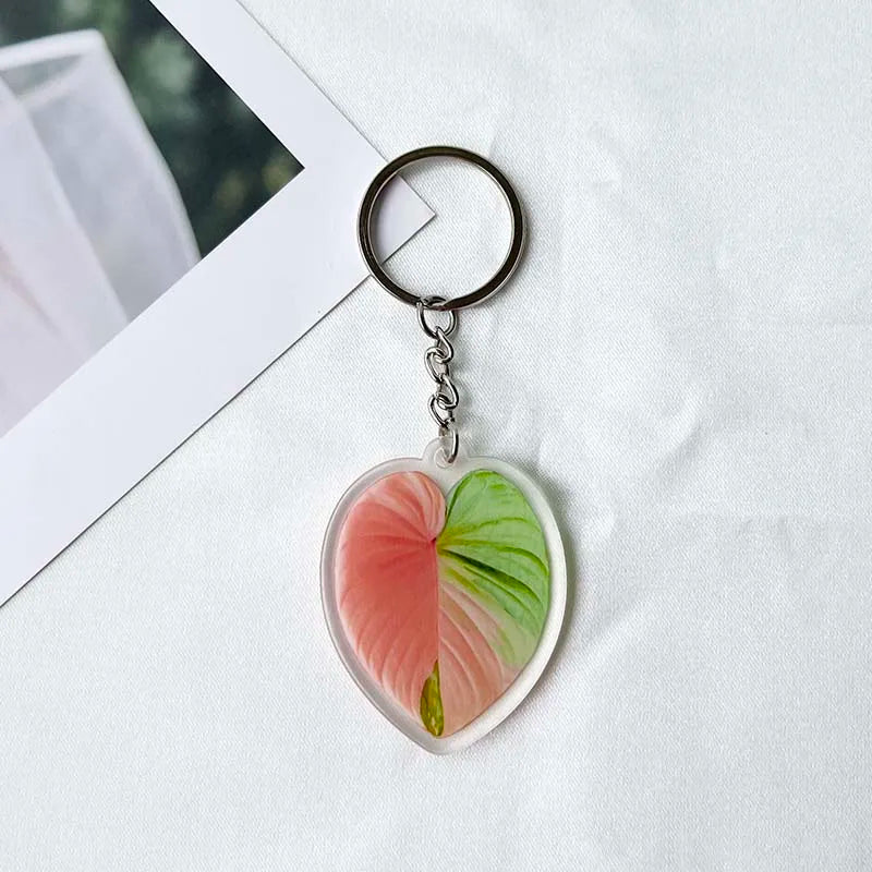 Leaves 'Homalomena Pink' Keyring Plastic Keychain