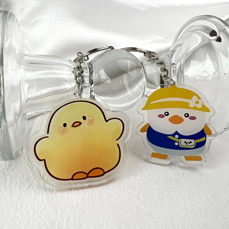 Little Goose Girl 'Yellow Hat' Acrylic Keyring Keychain
