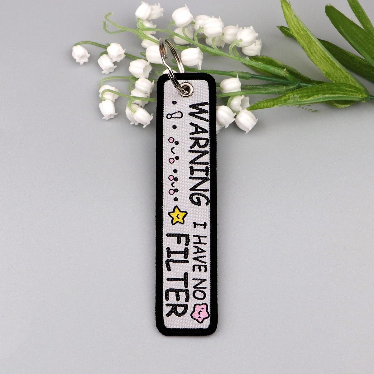 Warning I Have No Filter Embroidered Keyring Keychain