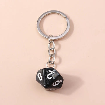 'Black | Polyhedral Dice' Keyring Metal Keychain