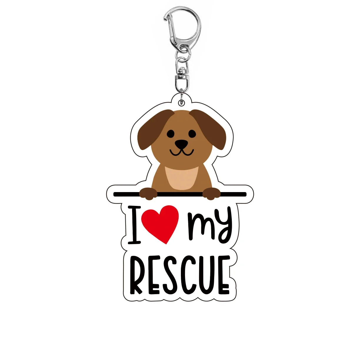 Dog 'I <3 My Rescue' Keyring Plastic Keychain