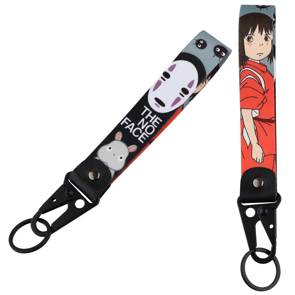 Spirited Away 'Kaonashi x Chihiro' Wrist Lanyard Keychain with Keyring Clip