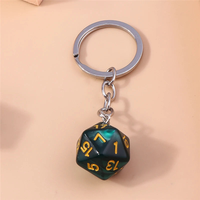 D20 Dice 'Emerald Green' Keyring Metal Keychain