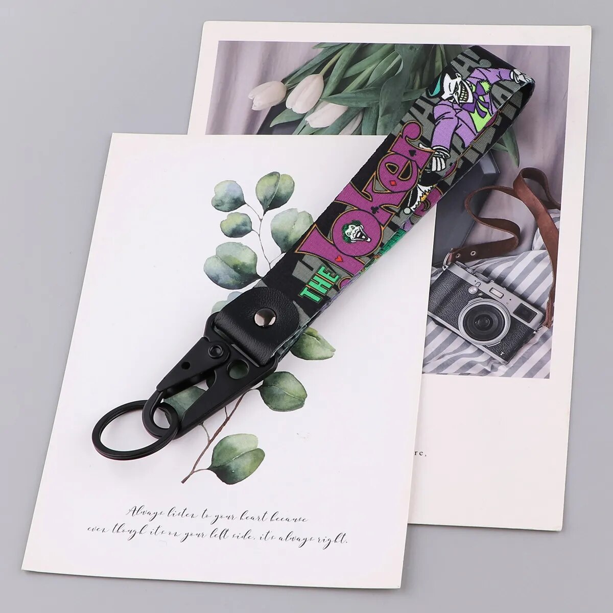 Joker Wrist Lanyard Keychain with Keyring Clip