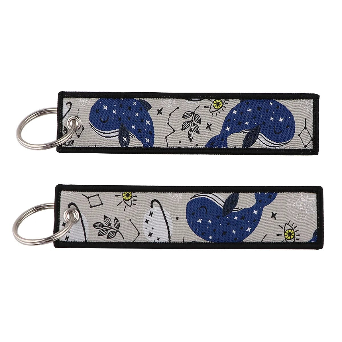 Gentle Whales Embroidered Keychain