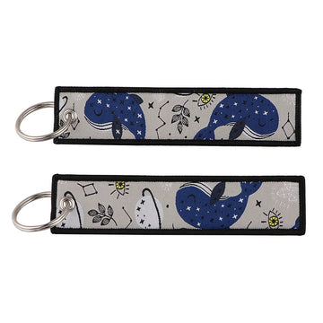 Gentle Whales Embroidered Keychain