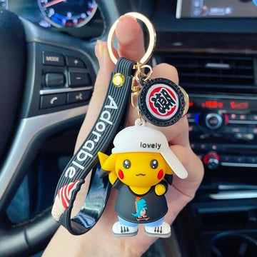 Pokemon 'Pikachu | Black Shirt with Cap'  Keyring PVC Keychain
