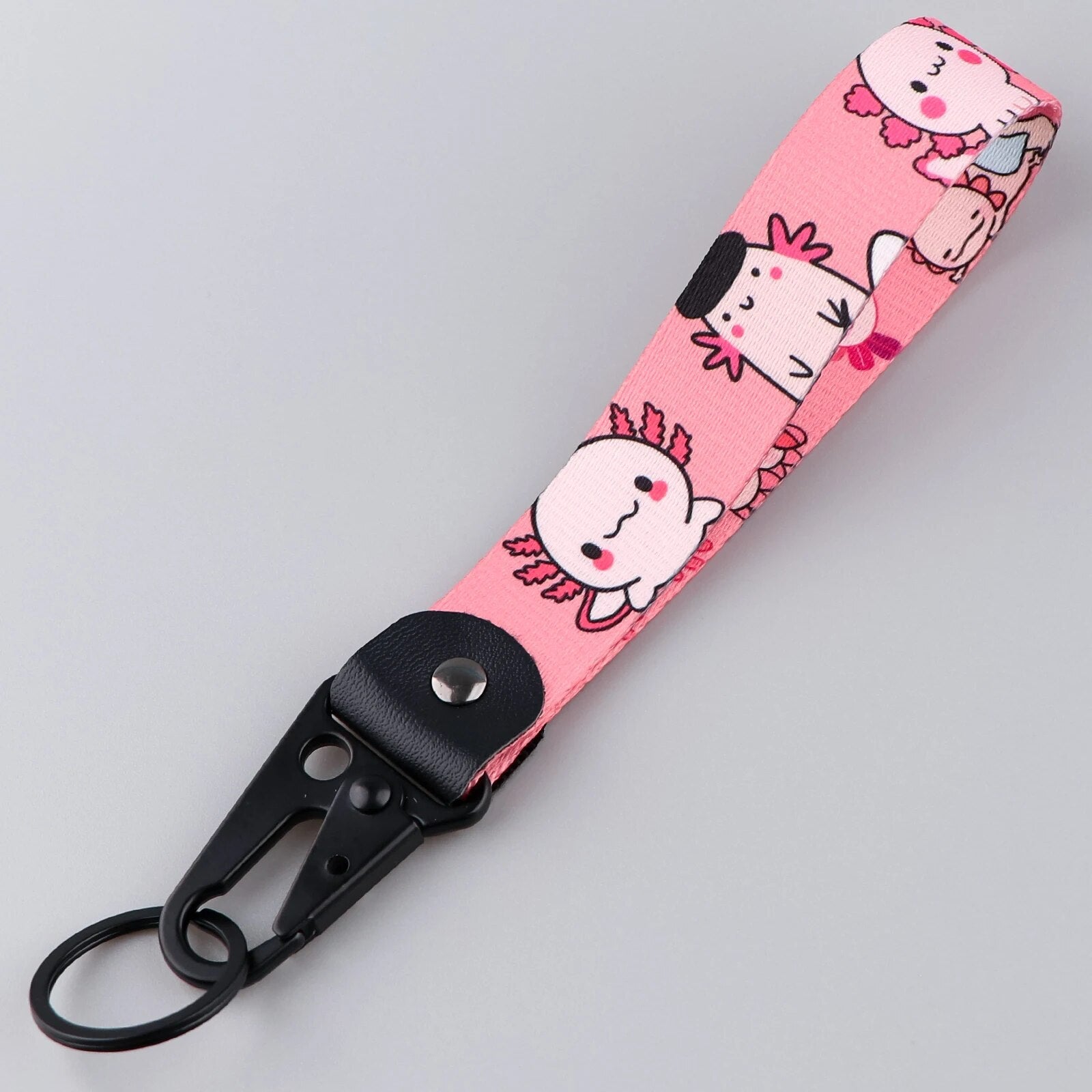 Axolotl Wrist Lanyard Keychain with Keyring Clip