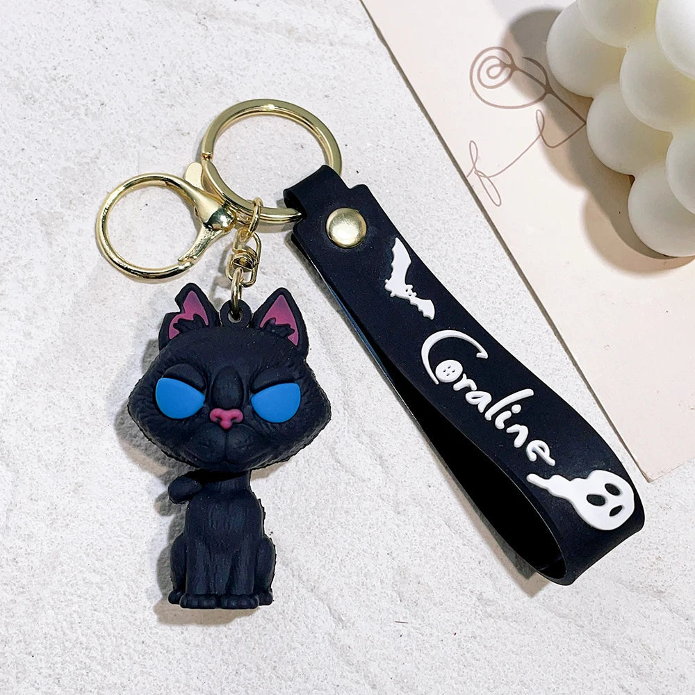 Coraline 'The Cat' Keyring Silicone Keychain