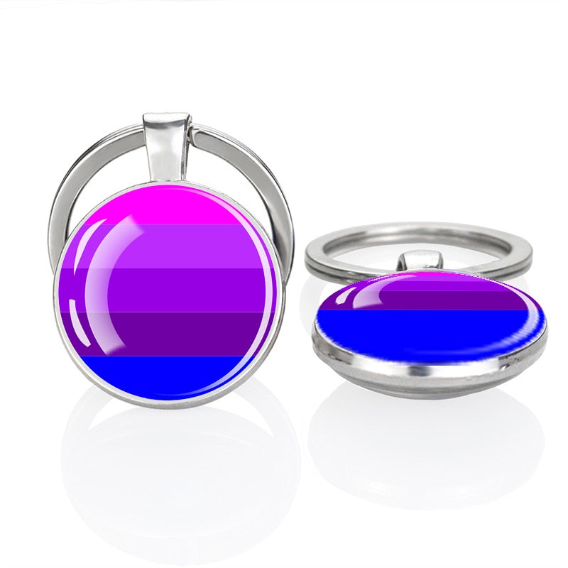 LGBT Flag 'Bisexual' Keyring Glass Keychain