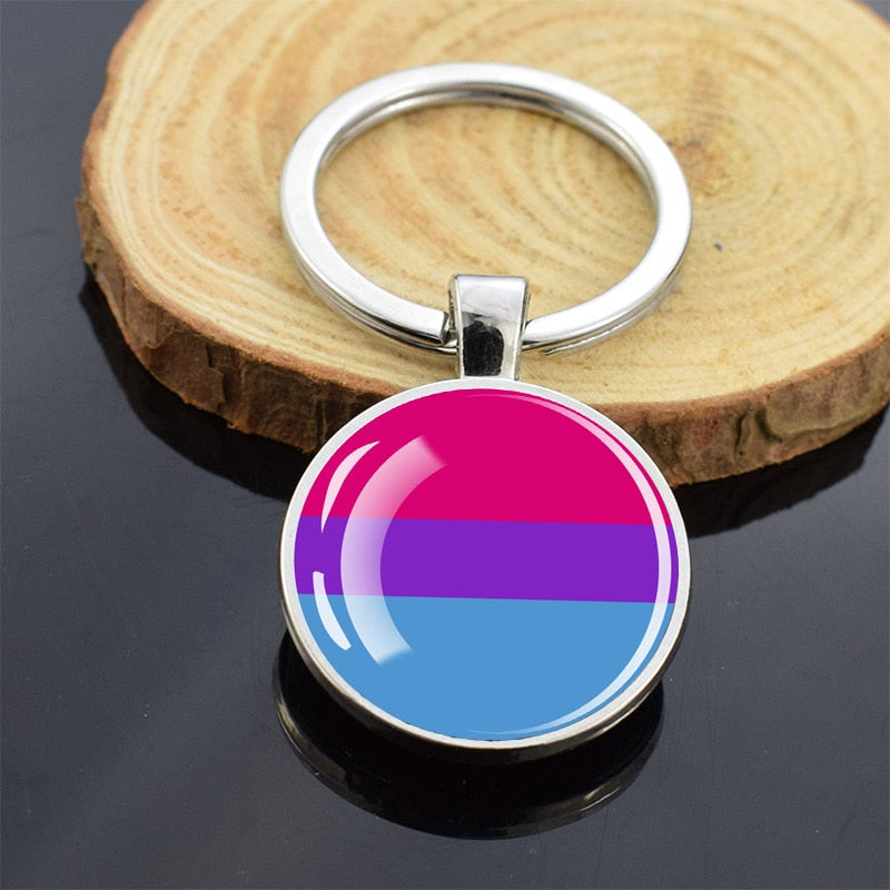 LGBT Flag 'Bisexual' Keyring Glass Keychain