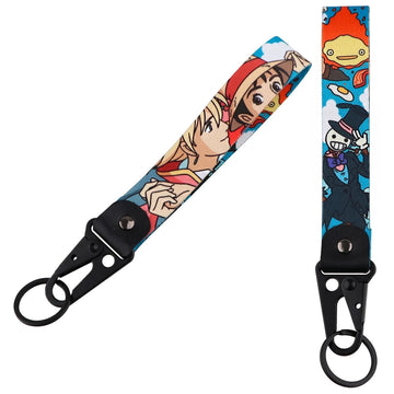 Howl's Moving Castle Wrist Lanyard Keychain with Keyring Clip