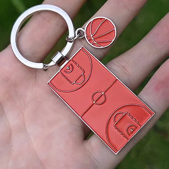 'Basketball Court' Keyring Metal Keychain
