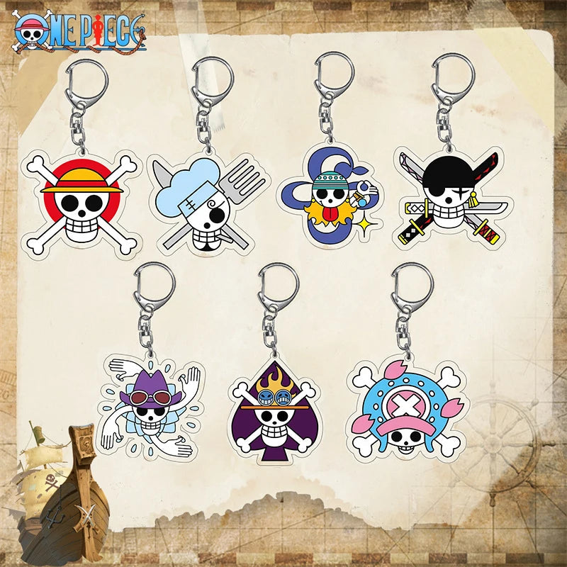 One Piece Jolly Roger Straw Hat Acrylic Keyring Keychain