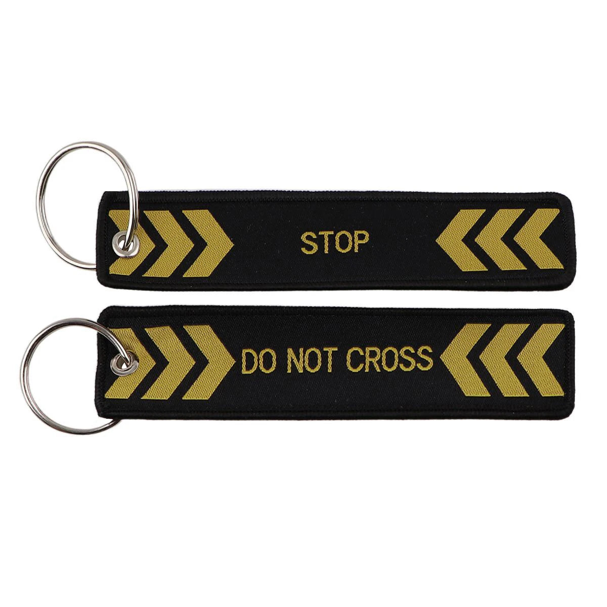 Stop 'Do Not Cross' Embroidered Keyring Keychain