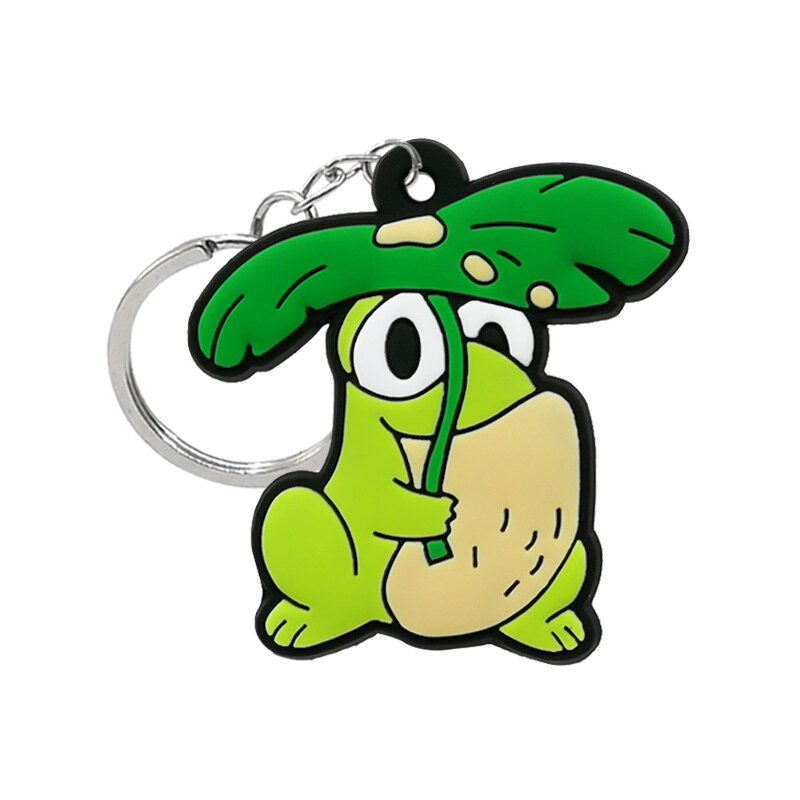 Frog Leaf Umbrella Keyring Rubber Keychain