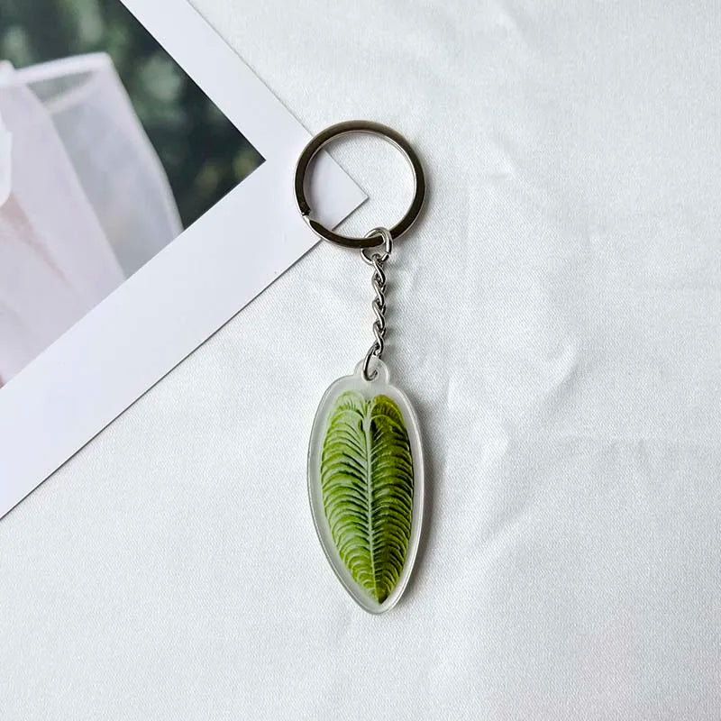 Leaves 'Anthurium Veitchii' Keyring Plastic Keychain