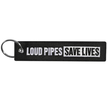 Rider Quotes 'loud pipes save lives' Embroidered Keyring Keychain