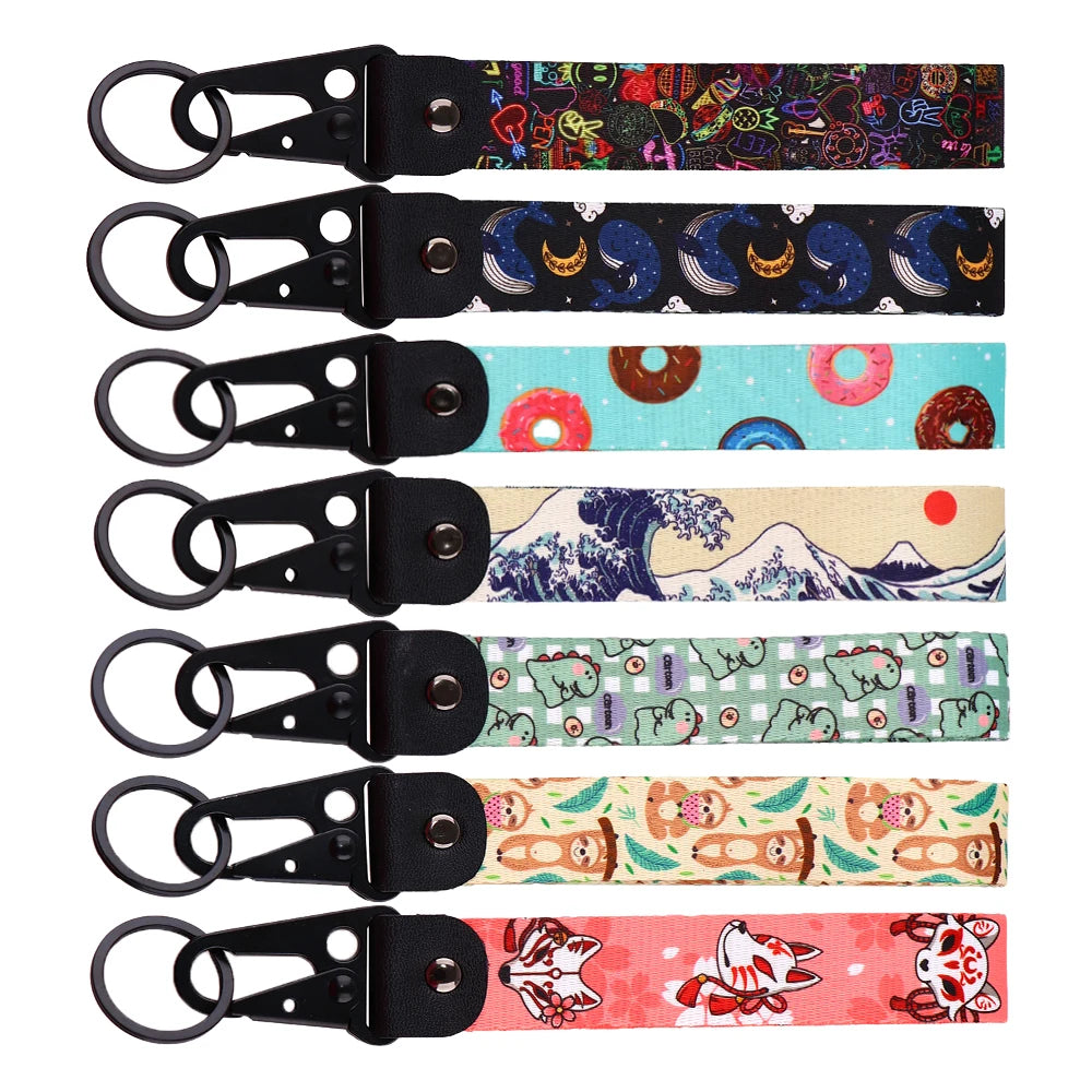 Sun and Moon Wrist Lanyard Keyring Clip Keychain