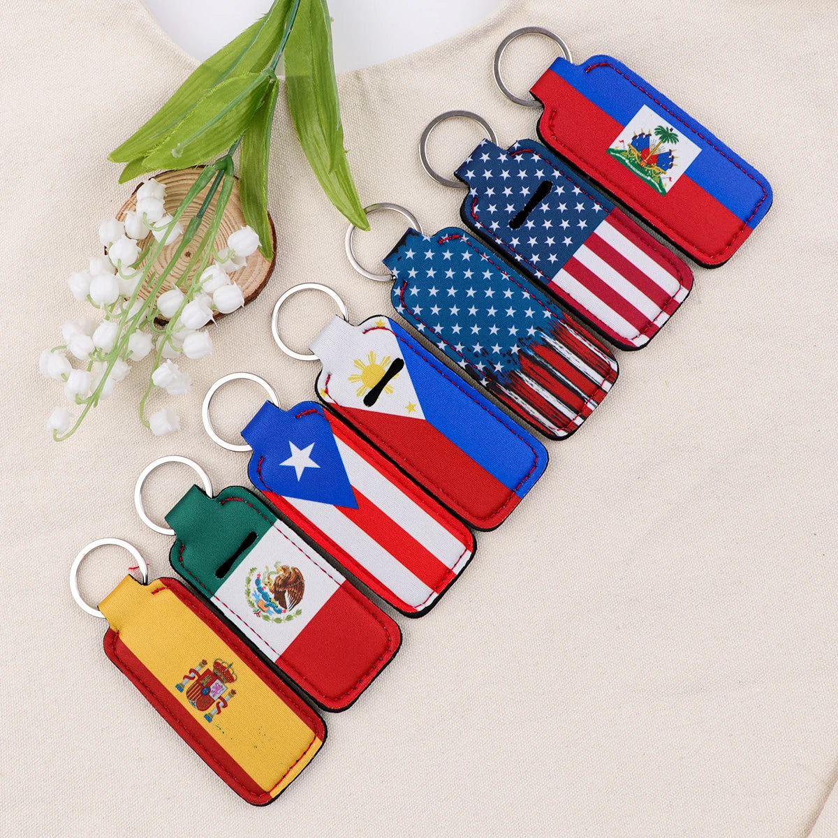 Flags of America Lipstick Holder Keychain