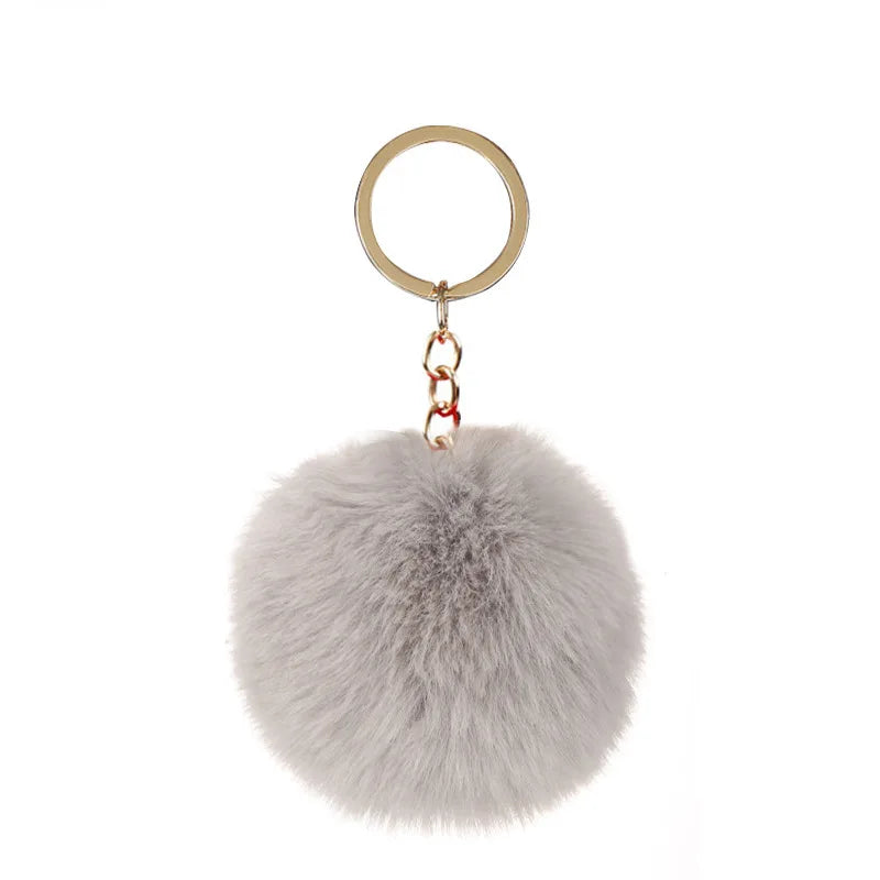 Fur Light Grey Keyring Keychain