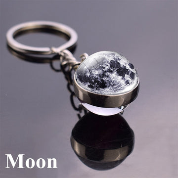 Planet 'Moon' Keyring Glass Keychain