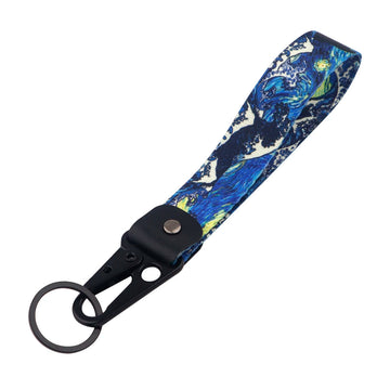 Van Gogh 'The Great Wave Starry Night' Wrist Lanyard Keyring Clip Keychain Starry Sky