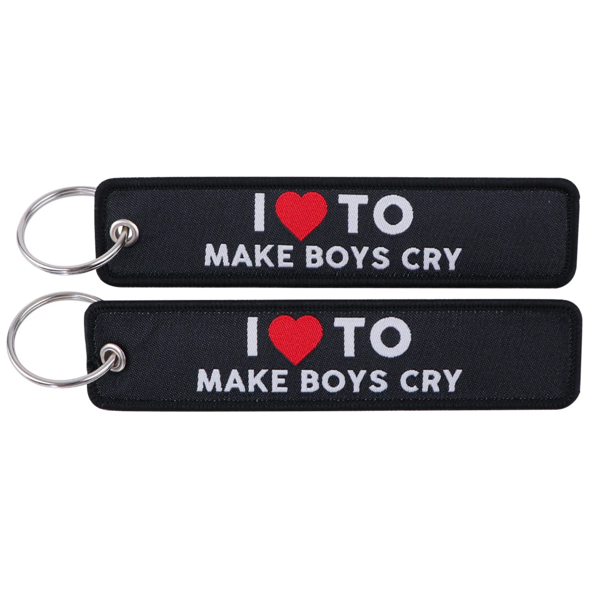 I Love To Make Boys Cry Embroidered Keyring Keychain