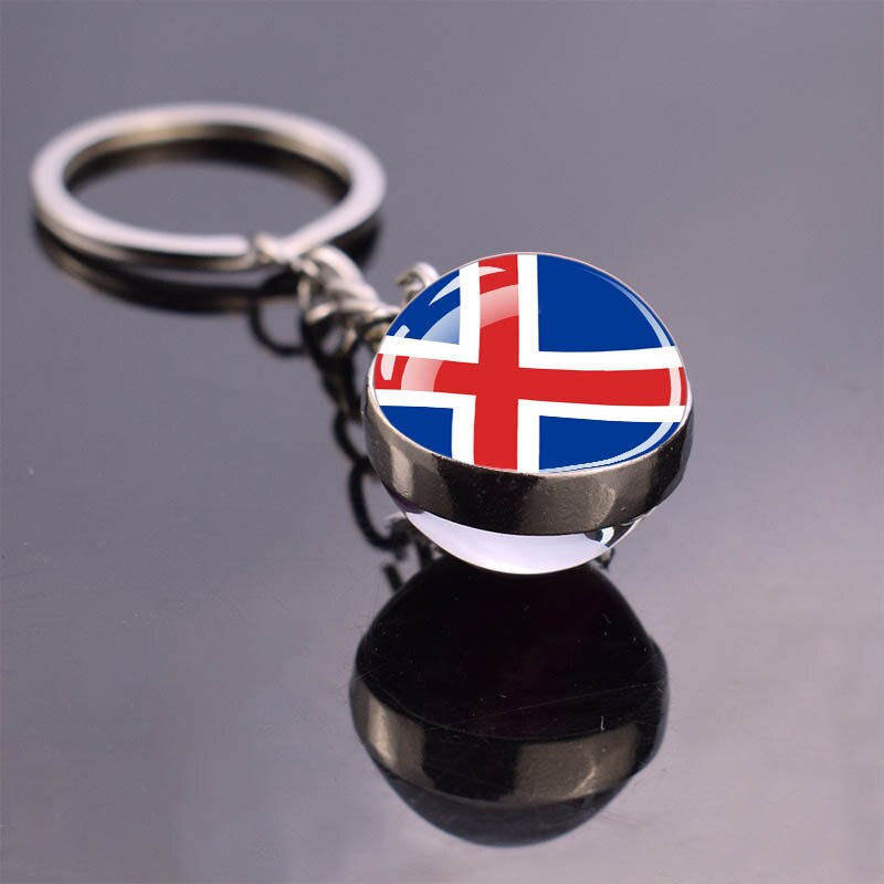 Europe Flag 'Iceland' Keyring Metal Keychain