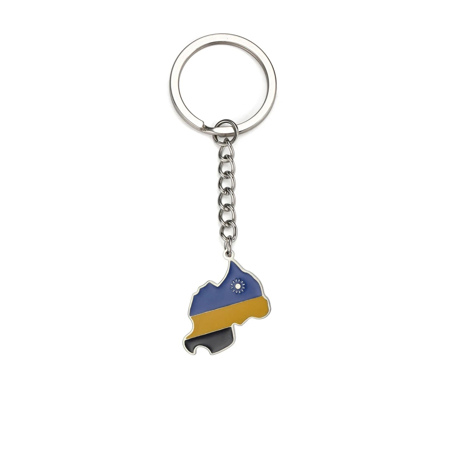 Flag Map 'Rwanda' Keyring Metal Keychain
