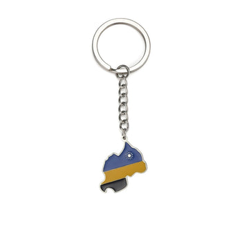 Flag Map 'Rwanda' Keyring Metal Keychain