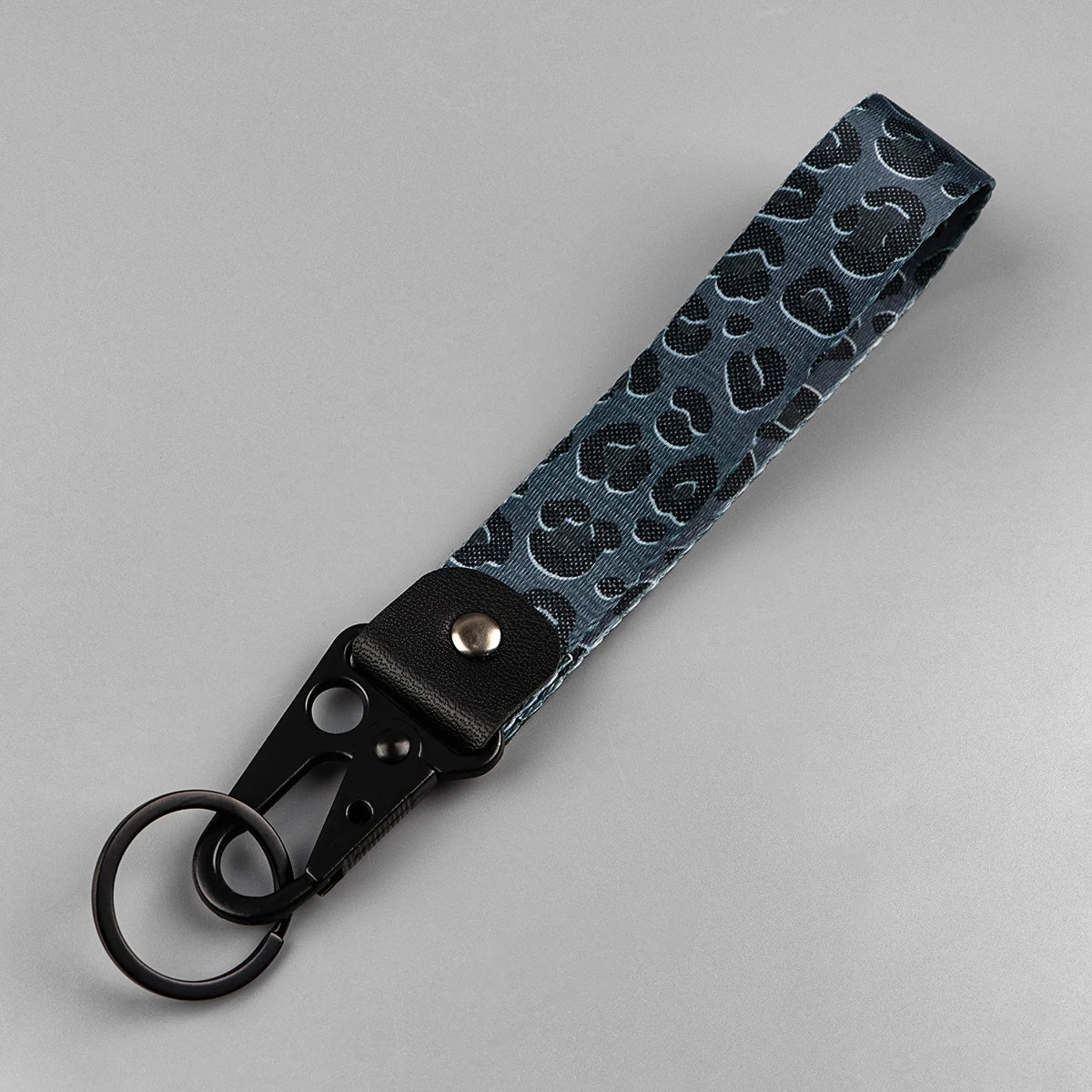 Leopard 'Gray Print' Wrist Lanyard Keyring Clip Keychain