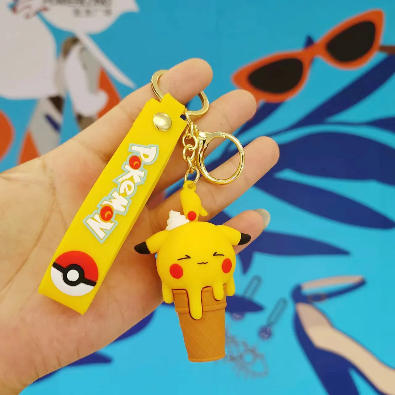 Pokemon 'Pikachu Ice Cream Cone' Silicone Keyring Keychain