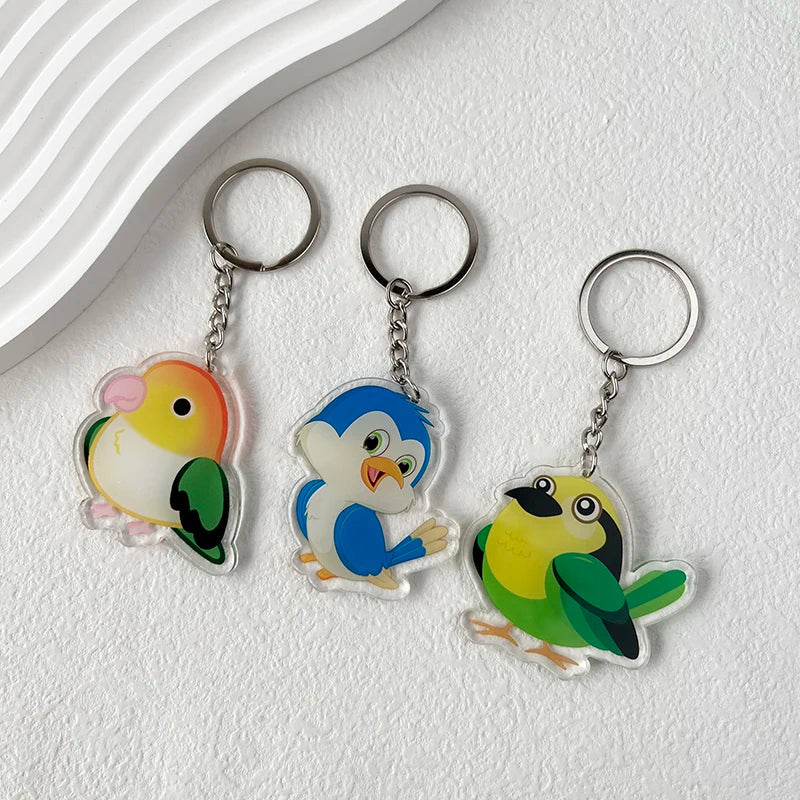 Love Bird 'Yellow Collared Feather' Acrylic Keyring Keychain