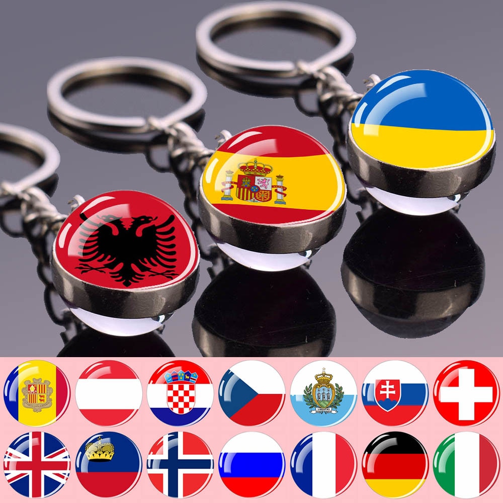 Europe Flag 'Albania' Keyring Metal Keychain